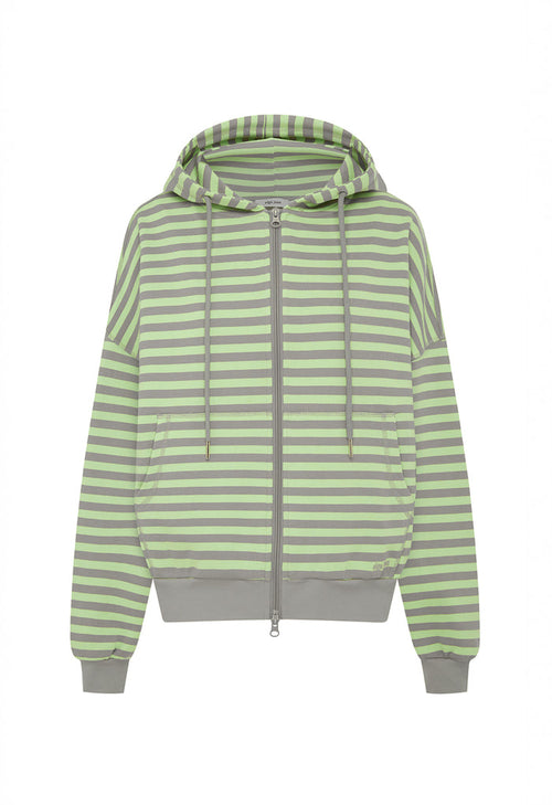 Zip Hoodie Menta Stripe